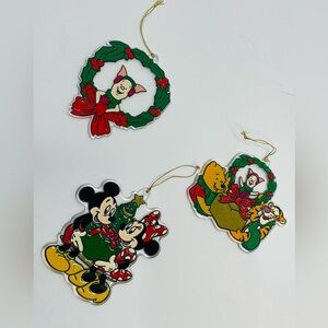 Vintage Disney Winnie the Pooh Piglet Flat Clear Christmas Ornament Mickey Minne